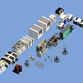 Industrial Factory With Robotic Arms Production Line Equipment And Storage Racks