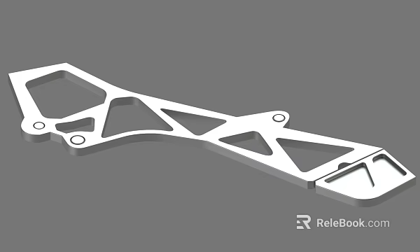 Mechanical Metal Component With Geometric Hollow Design And Mounting Holes 3d model 