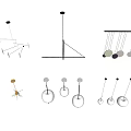 Various Modern Minimalist Chandeliers Featuring Geometric Sphere And Linear Designs 3d model
