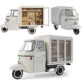 White Utility Vehicle with Open Shelves Display Cabinets and Cargo Compartment Design