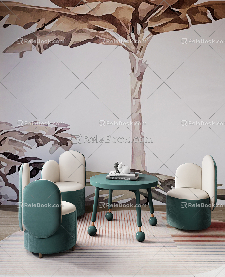 Modern Children's Table and Chair Children's Area Table and Chair Combination 3d model