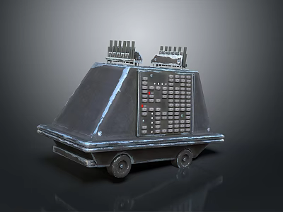 Metallic Wheeled Equipment With Top Structures And Control Panel Features 3d model