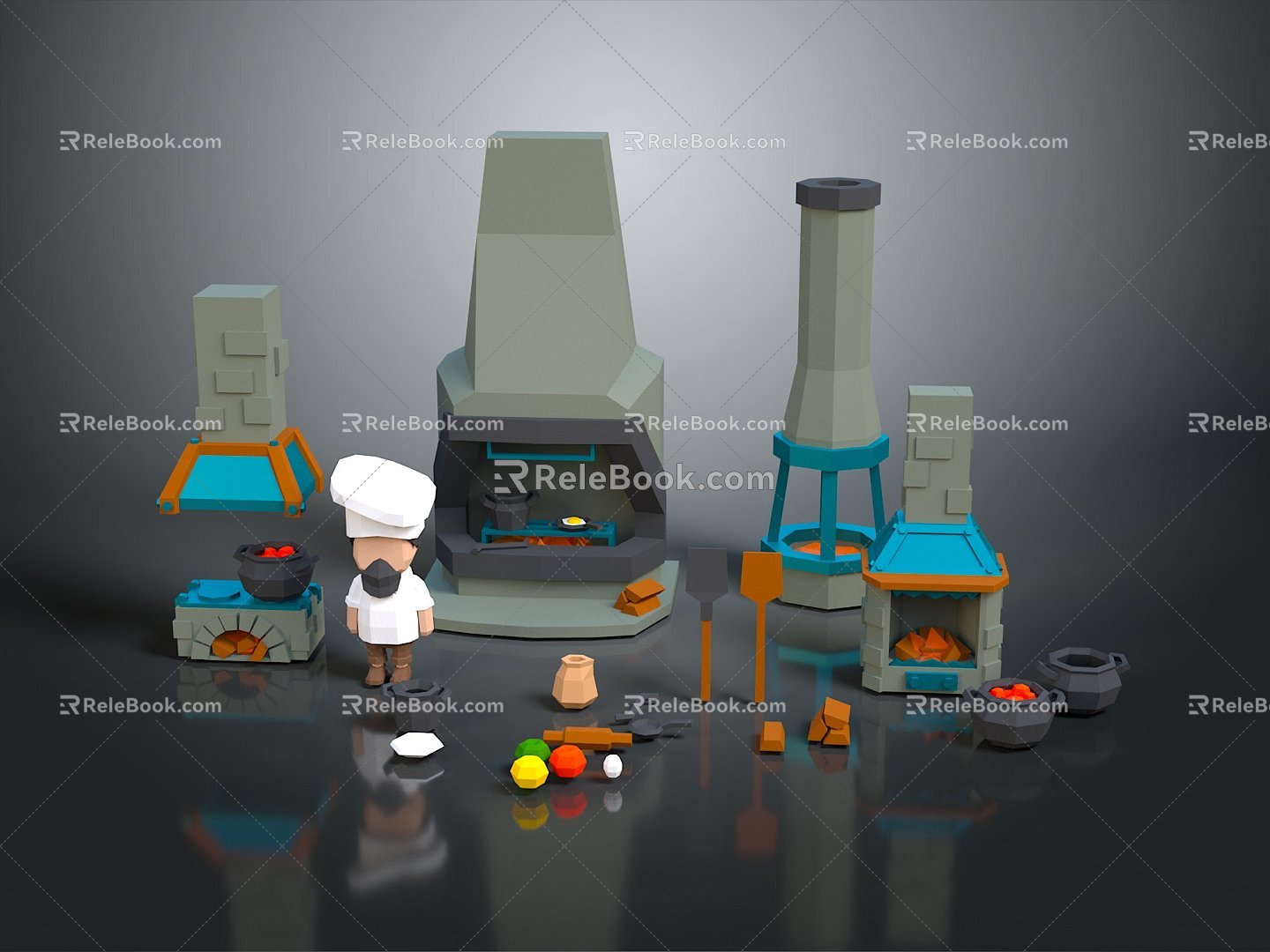 Characters Cooker Kitchen Cartoon Chef Cartoon Characters Game Characters Realistic Characters 3d model