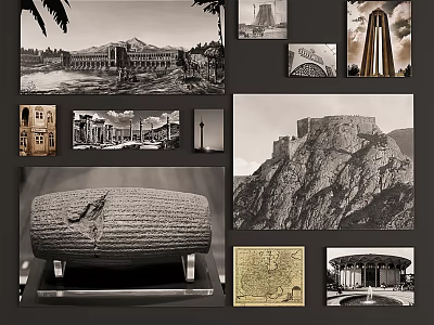 Vintage Historical Landscape Art Featuring Mountain Castle And Ancient Architecture Scenery 3d model