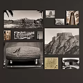 Vintage Historical Landscape Art Featuring Mountain Castle And Ancient Architecture Scenery