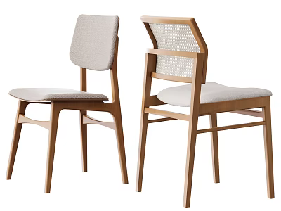 Modern Leisure Accent Chairs With Wooden Frame Upholstered Seat And Woven Backrest 3d model
