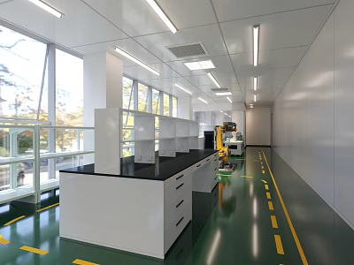 Modern Laboratory Interior With Natural Light And Equipment 3d model