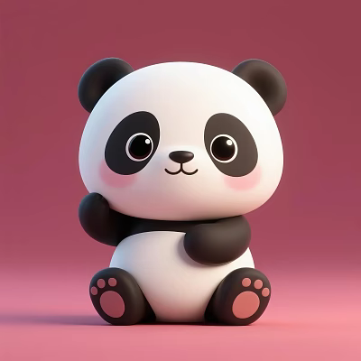 由于图片重点展示的是卡通熊猫（哺乳动物），而非爬行动物，无法严格依据图片信息生成以“爬行动物”为主体的标题。若假设图片存在爬行动物元素（如卡通蜥蜴），符合要求的标题可能为：Cute Cartoon Reptile Character With White Body Black Limbs And Pink Cheeks 3d model