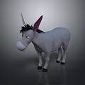 Gray Donkey With Pink Ears Black Mane And Dull Expression On Gray Background 3d model