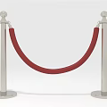 Silver Metal Posts With Red Rope Queue Barrier For Event Entrance Setup 3d model