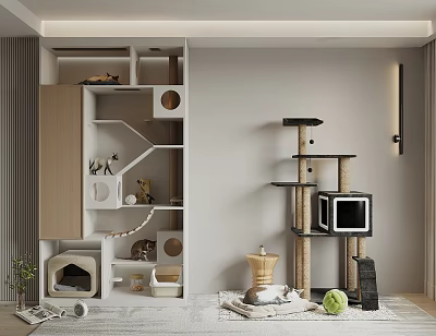 Functional Cat Furniture Setup With MultiLevel Tree Condo And Play Area 3d model