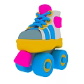 Colorful Kids Roller Skates With Blue Laces Pink Accents And Blue Wheels