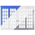 Modern Glass Doors With Blue Gray Frames And Multiple Panes Design