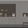 Modern Entryway Cabinet Sideboard With Wooden White Storage Decorative Shelves And LED Lighting