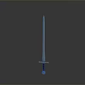 Silver Sword with Yellow and Blue Decorated Hilt on Gray Gradient Background