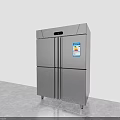 Stainless Steel Multi Door Refrigerator Freezer With Digital Display And Energy Label In Minimalist Interior
