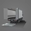 White Refrigerated Box Truck With Open Rear Door And Loading Ramp