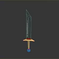 Traditional Decorative Sword With Black Blade Intricate Patterns Yellow Hilt And Green Orb