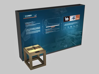 Information Display Board With Data Charts Product Images Text And Small Table 3d model