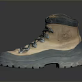 Beige Hiking Boots With Green Laces And Thick Durable Sole For Outdoor Activities