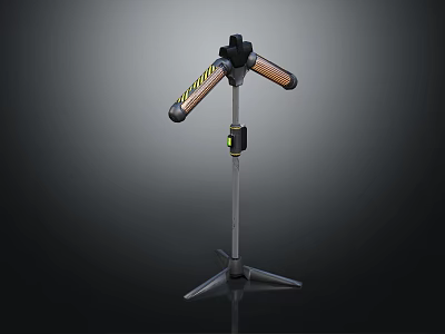 Sturdy Tripod Equipment with Metal Base and Yellow Accent Adjustable Arms 3d model