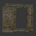 Ancient Style Stone Door Frame With Masonry Structure And Decorative Pillars 3d model