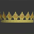 Elegant Yellow Crown Jewelry With Red Gemstones And Detailed Design