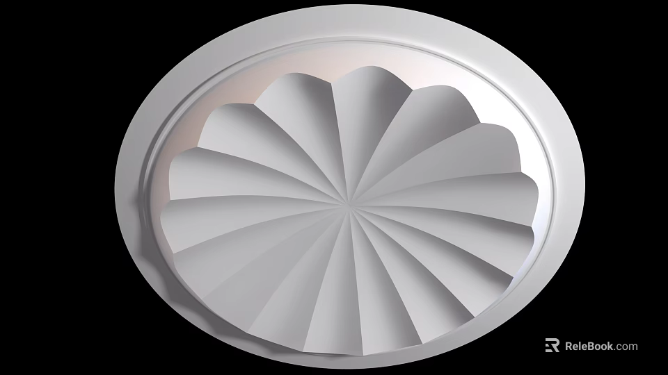 Modern Circular Ceiling Design With Fan Shaped Plaster Patterns And Details 3d model
