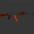 Rifle With Red Wooden Stock Grip And Black Metal Components Design