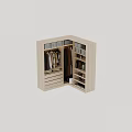 Modern Wardrobe Interior With Hanging Clothes Drawers Shelves Bags And Shoes