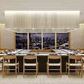 Japanese Restaurant Interior With Sushi Bar Wooden Chairs And Night View Lighting