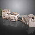 Traditional Stone Building With Connected Structures And Sloped Roofs Near Small Tree
