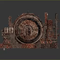 Rusty Industrial Equipment Featuring Mechanical Cylinders And Metal Base Pipes