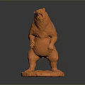 Vibrant Orange Standing Bear Statue With Open Mouth On Textured Base