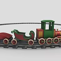 Electric Toy Train Track Set with Green Red Sleigh Carriages Colorful Design for Kids