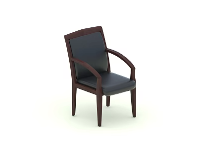 Classic Office Chair With Wooden Armrests Padded Backrest And Seat Design 3d model