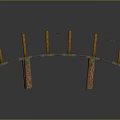 Rustic Outdoor Wooden Platform Structure With Support Posts Planks And Ropes