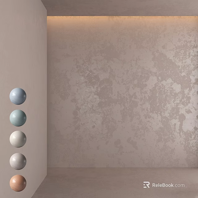 Circular Wall Components In Different Colors Arranged On Textured Beige Wall 3d model 