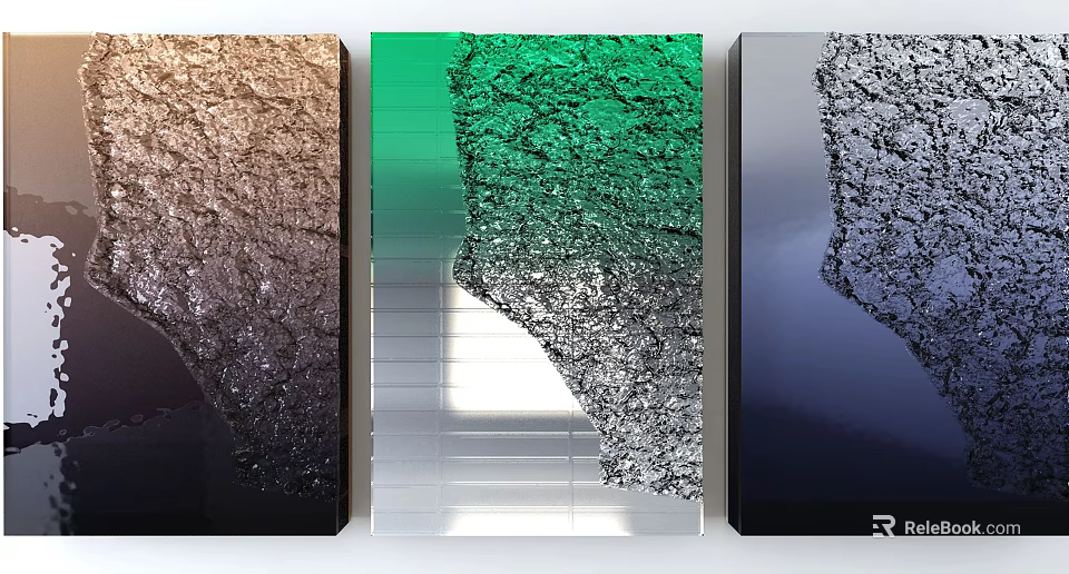 Modern Wall Decor With Brown Green Silver Gray Textured Surface For Home Interior 3d model 