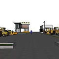 Well Organized Parking Lot With Multiple Spaces Parked Cars And Lighting Poles