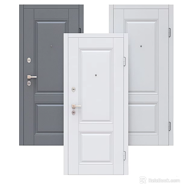 Modern Hinged Door Designs in White and Gray for Home Interior Decoration 3d model 