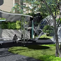 Modern Architectural Entrance Gate With Landscaping Steps Water Features And Trees