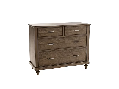 Modern Wooden Chest of Drawers With Metal Handles And Sturdy Legs 3d model