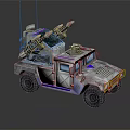Construction Specialized Vehicle Featuring Top Mounted Devices Antenna Systems And Blue Striped Armored Exterior