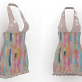 Stylish Women's Halter Neck Dress With Colorful Stripes And Fringe Hem