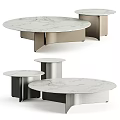 Modern Round Coffee Table Set With Marble Top Metal Base And Different Sizes Design 3d model