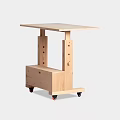 Light Brown Wooden Desk With Adjustable Legs Wheels And Drawer Storage