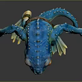 Blue Animal with Red Eyes Green Belly Standing Posture Belt Decoration and Yellow Claws