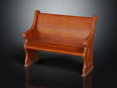 Elegant Traditional Solid Wood Bench With Armrests And Carved Leg Design Details 3d model