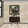 Modern Elevator Corridor With Marble Walls Wooden Partitions Curved Ceiling And Recessed Lighting
